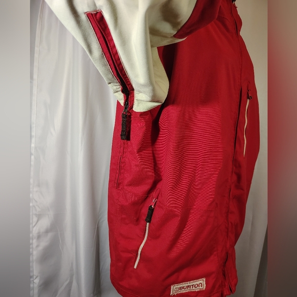 Burton Waterproof Rain/Snow Jacket, Men Red+ Cream, ZipUp, Hood,vZip Pckts, L - Picture 14 of 16